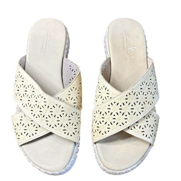 Ilse Jacobsen Tulip Criss Cross Flat Comfort Sandals in Off White Size 41/11 - Picture 2 of 8